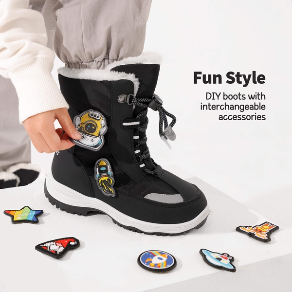 Kids Interchangeable Non-Slip Snow Boots - BLACK - 1